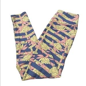LuLaRoe Blue, Yellow, & Pink Floral Leggings